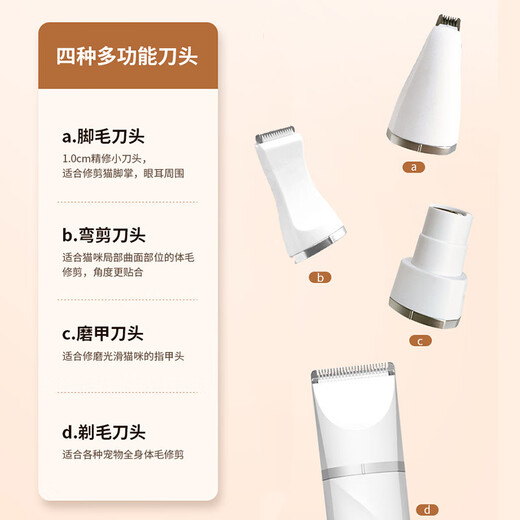 XMSJ Puppy Shaving Multifunctional Electric Clipper for Dogs and Cats to Cut Foot Hair and Repair Magic Shaving Set Upgraded Long Battery Life Pearl White 4-in-1