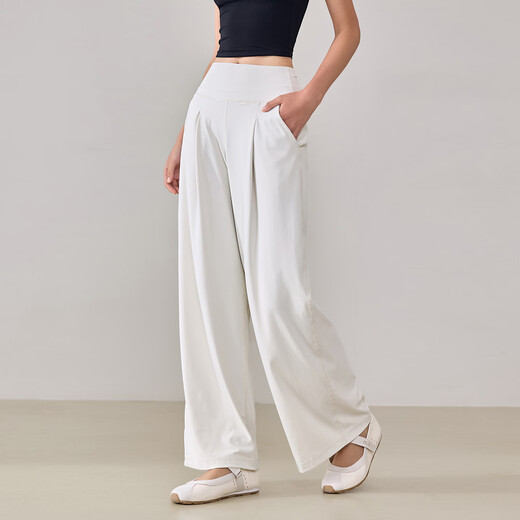 LULULMCCTN Nude Yoga Pants Women's High Waist Loose Slim Pilates Training Fitness Straight Wide Leg Sports Fitness Pants Albumin L