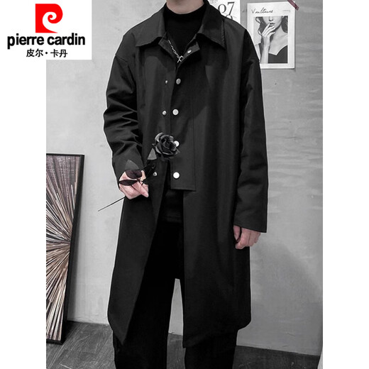 Pierre Cardin 2025 Windjacke im neuen Stil für Herren, Frühling und Herbst, hübscher britischer Yuppie-Mantel, neues Produkt, dunkelgrauer Windjacke, mittellanger Mantel M 90-110Jin Jin entspricht 0,5 kg