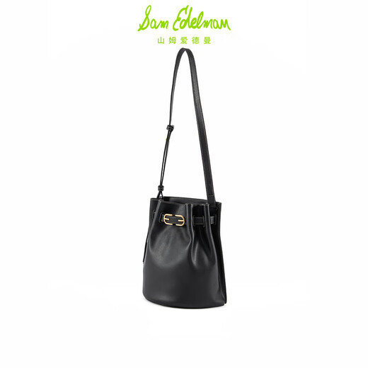 SAM EDELMAN山姆山姆爱德曼明星同款抽绳牛皮单肩斜挎包水桶包女Elisa-XJ 黑色