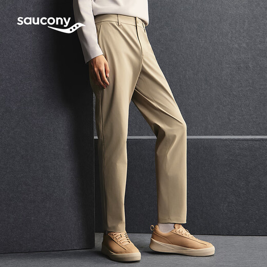 SAUCONY knitted trousers for men, anti-wrinkle, elastic, loose, sporty and comfortable, daily commuting, business casual sports pants, Titan Khaki XL