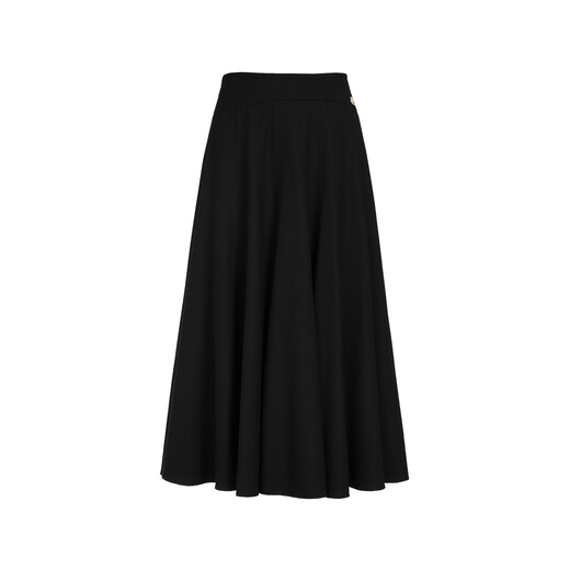 Collatier Autumn French Elegant 100 Sheep Wool Over-the-Knee Warm A-Type Mid-Thick Skirt Black XL