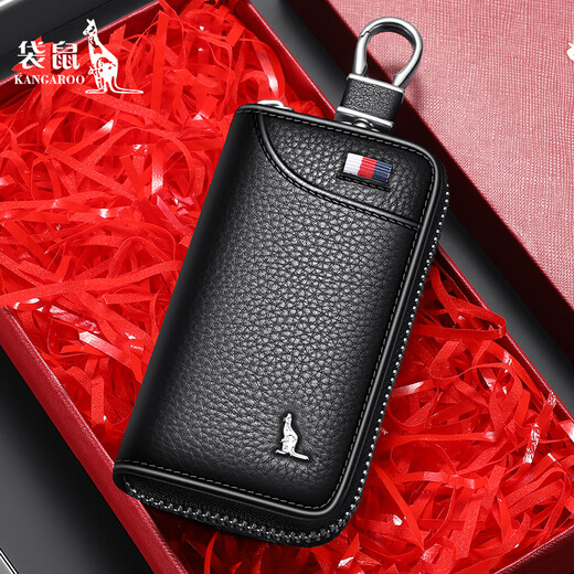 
Kangaroo (DAISHU) key bag men's genuine leather storage key clip 2025 new waist-hung cowhide car key bag trendy black