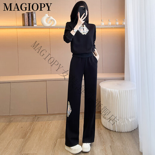 Magiopy International Luxury High-End-Marke Frühling der beliebte Gelegenheitssportanzug Frauenkleidung Mode chinesische Aprikosenfarbe Langarmfarbe Aprikosenfarbe (100 Jin [Jin gleich 0,5 kg]))