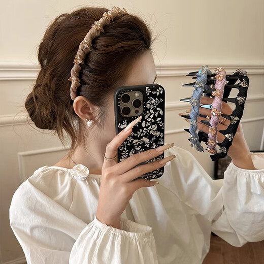 Crystal headband light luxury women's 2025 new high-ceiling hair hole headband high-end hairpin headwear practical birthday gift