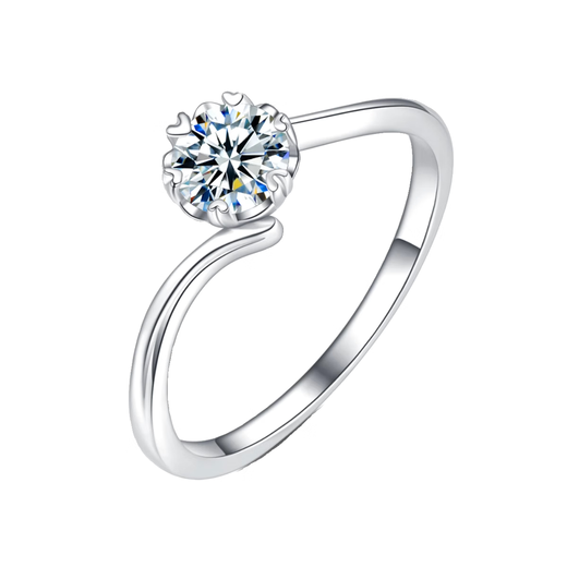 Counter Pt950 platinum ring snowflake 1 carat moissanite diamond ring wedding proposal ring for girlfriend birthday gift light luxury 2 carat moissanite diamond ring live mouth adjustable size