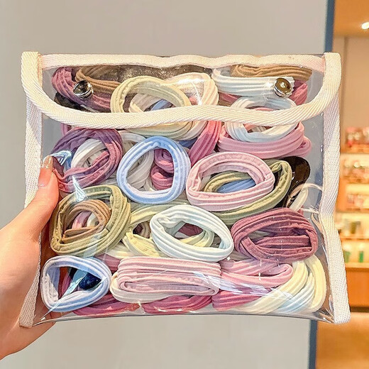 High-elastic seamless hair band does not hurt hair. Dopamine color rubber band to tie hair. Children's headband with high ponytail. Dopamine mixed pack, 50 pieces, colorful.