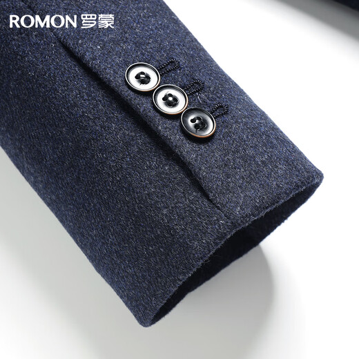 Romon Goose Down Sheep Wool Down Jacket Suit Men's Autumn and Winter Business Casual Woolen Short Single Suit Jacket
