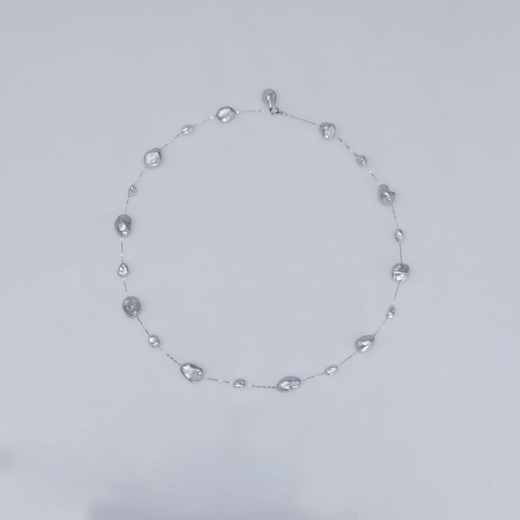 Libiao Aurora Specially Selected Keshi Two-Point Gypsophila Versatile Adjustable High-Grade Platinum Pearl Necklace 3.28 Dachang Keshi Gypsophila Necklace