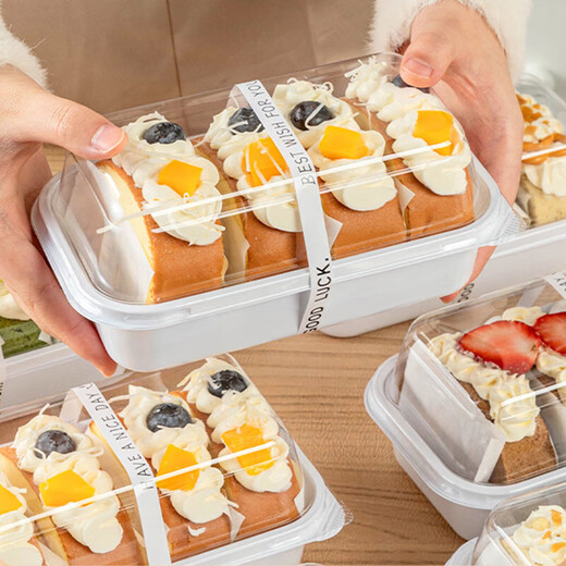 Wilkie Swiss roll packaging box, cake roll packaging box, towel roll packaging soft cake, disposable cake box, Swiss box, thickened packaging box, 10 pieces + stickers, random style