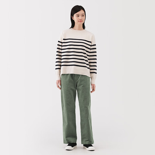 MUJI Women's Stretch Corduroy Lightweight Straight Pants Women's 25th Autumn Women's Clothing BE1Y5A5A Smoked Green L (165/70A)