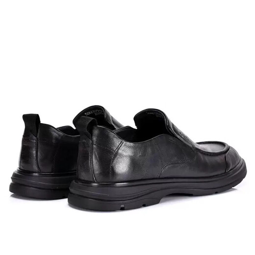 Goldlion men's shoes spring and autumn new thick-soled genuine leather business casual leather shoes round-toe cowhide British men's loafers black series one size larger 40