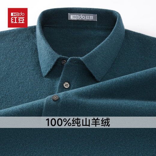 Red bean 100% pure cashmere sweater men's lapel autumn and winter bottoming sweater pullover dad wear warm sweater