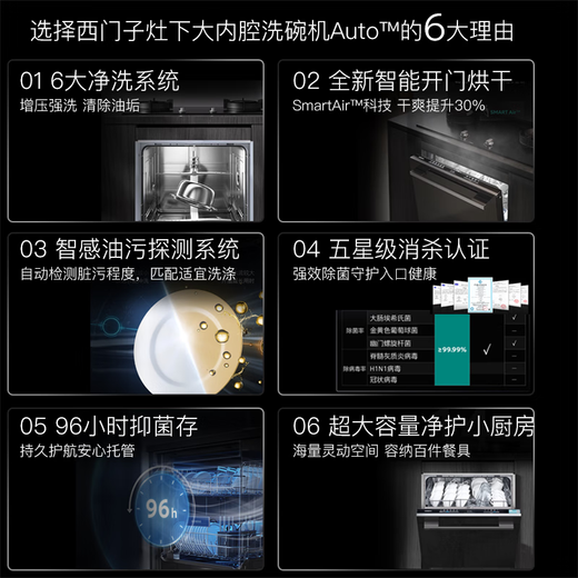 Siemens (SIEMENS) 14 sets of under-stove embedded large-capacity dishwashers five-star sterilization and influenza virus sterilization SE43EB28KC