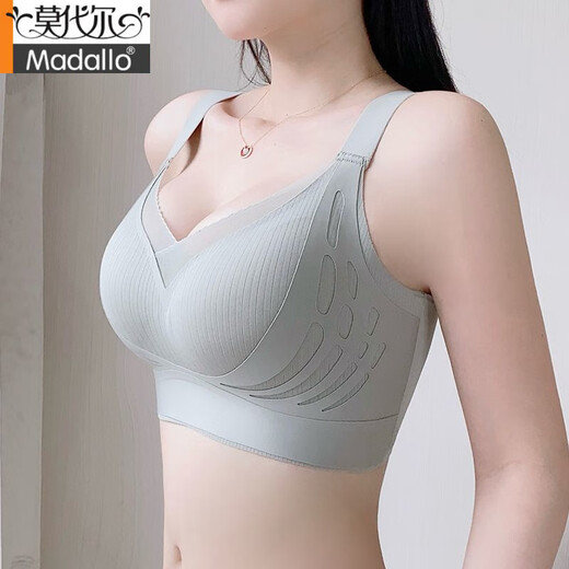 Modal traceless upper lifting thin style gathering to show large women's underwear anti-sagging without steel rings and pair of breast lift bra Champagne color L (recommended 100-120 Jin [Jin equals 0.5 kg])