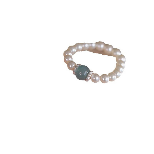 Unstained jadeite Shijia shell bead ring for women new Chinese style light luxury niche high-end ring Chinese culture gift shell bead 3mm-one jadeite-silver style