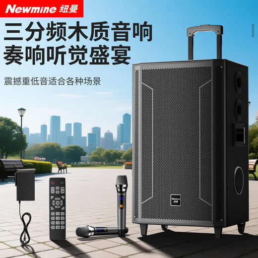 Newmine N527 15-inch square dance Bluetooth speaker high-power outdoor mobile portable trolley home karaoke high-volume wireless audio super long battery life dual microphone 17 speakers