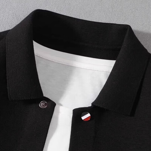 Kuraishi Kazuki Kuraishi Kazuki trendy brand classic three-stripe jacket cardigan coat men's autumn new versatile couple sweater black 2XL