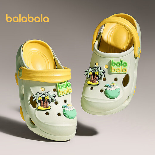 Balabala children's shoes children's clogs non-slip home slippers boys and girls sandals new summer outer wear green tone 00344 35 (inner length 23cm recommended foot length 22cm)