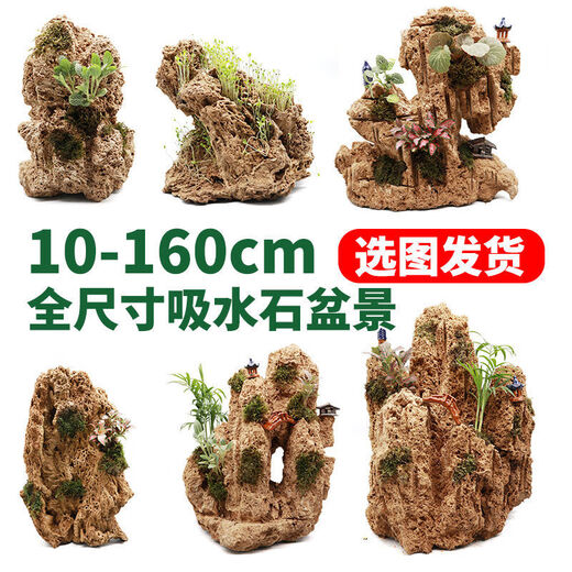 Water-absorbing stone 10-160CM natural water-absorbing stone raw stone water stone stone mountain bonsai rockery fish tank landscaping ornaments micro only stone 40-44 water-absorbing stone package