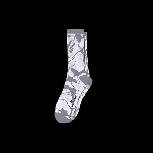 BAPE accessories reflective camouflage pattern jacquard mid-calf socks 184006K black BKX L one size