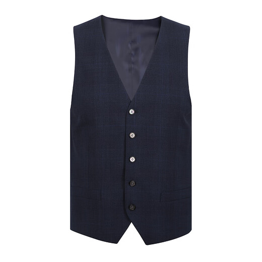 Callisto Worsted wool segment dyed mixed yarn dark plaid spring and summer men's suit trousers and vest three-piece suit dress navy 175B suit 48B