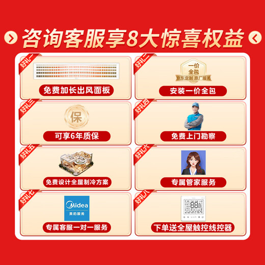 Midea's Ideal Home central air conditioner third generation one-to-four home whole-house smart air manager One-to-multiple full DC variable frequency multi-connection one-price all-inclusive (supports Hongmeng Zhilian) Ideal Home third generation 6 HP One-to-four 90-120 Installation included