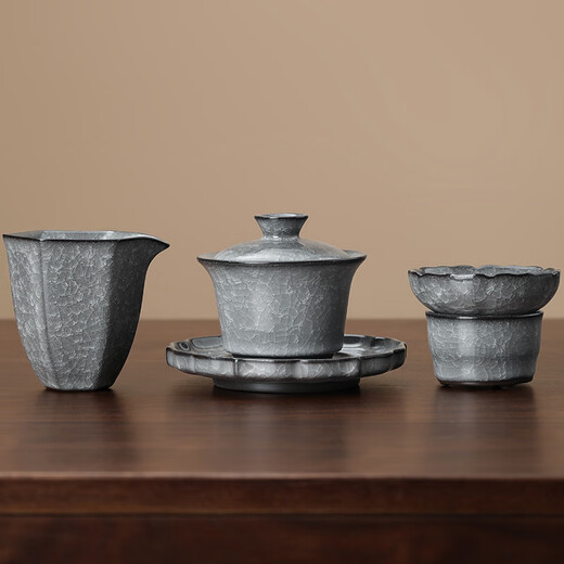 A complete set of high-end tea sets, housewarming gifts, exquisite birthday gifts, gift boxes, black ice bowls, 11 pieces