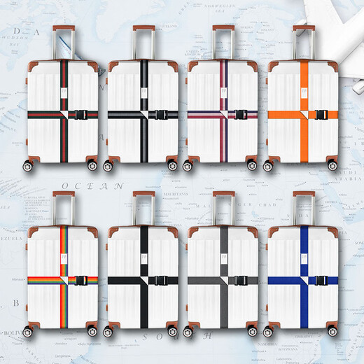 
Pangdonglai quality suitcase strap fixed belt cross packing with snap-on customs lock travel lever red white blue cross
