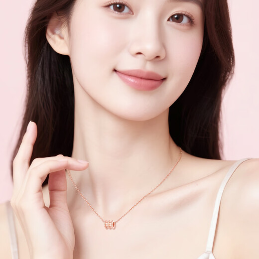 CHINA GOLD Small Waist Light Luxury Necklace Girl Birthday Gift for Girlfriend Birthday High-end Wife Practical and Heart-friendly 18k Gold Sparkling Small Waist + K Gold Chain