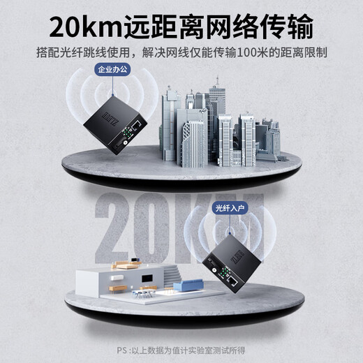 Value meter, lightning protection and surge protection, Gigabit single-mode single-fiber optical fiber transceiver, photoelectric converter, carrier-grade SC interface adaptive 20KM, one pair
