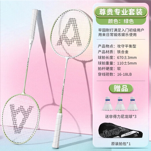 得力（deli）羽毛球拍套装初学者入门级成人专业耐打羽毛拍女生合金超轻正品 尊贵专业级 贈尼龙球3个