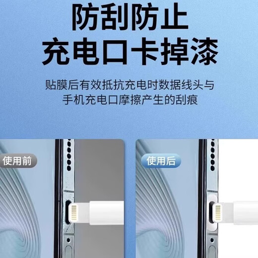 Chen family is suitable for Apple 16E mobile phone charging port protective film metal data port anti-scratch protective sticker charging tail socket sticker metal anti-scratch film anti-dust plug mobile phone accessories silver 2 pieces metal charging port film + gifts