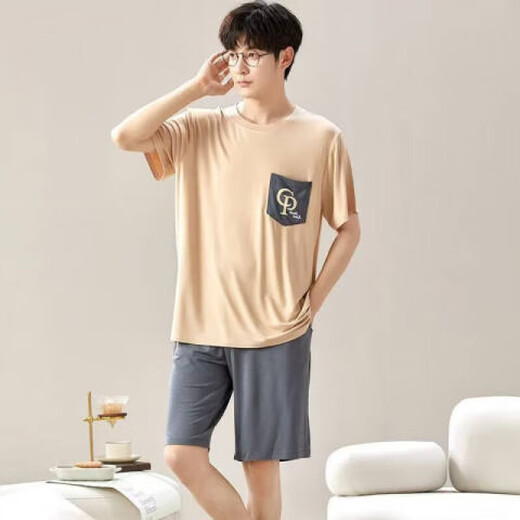 Wanqin pyjamas short et short en liberté d'été masculin et un costume de vêtements de maison de grande taille d'été usure l [construit 6624 vêtements pour la maison masculine 3xl [recommandé 160-180jin [Jin est égal à 0,5 kg]]]