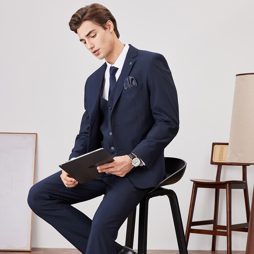 Shanshan suit suit wool three-piece men's business anti-wrinkle easy-care suit wedding groom professional formal suit