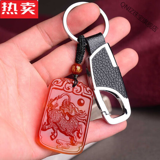 QNIZ Hong Kong and Macau light luxury high-quality fire unicorn red agate five elements missing fire replenishing fire pendant jewelry whose zodiac sign is fire hi red agate fire unicorn (necklace style)