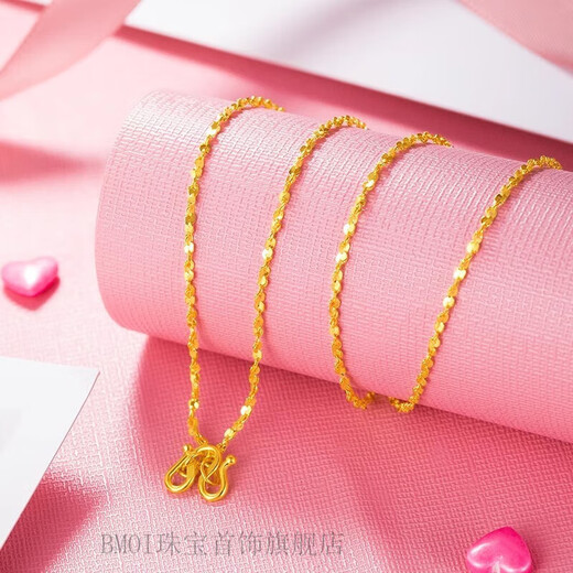 BMOI Old Phoenix 999 Gold Pure Gold Necklace Gypsophila 24k Women's Clavicle Chain Classic and Versatile for Valentine's Day 1.51g