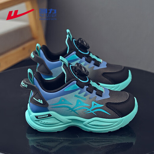 Warrior Children's Shoes Boys' Casual Shoes Spring and Autumn Knob Buckle Children's Sports Shoes WZ-1465 Black/Blue/Dark Blue 36