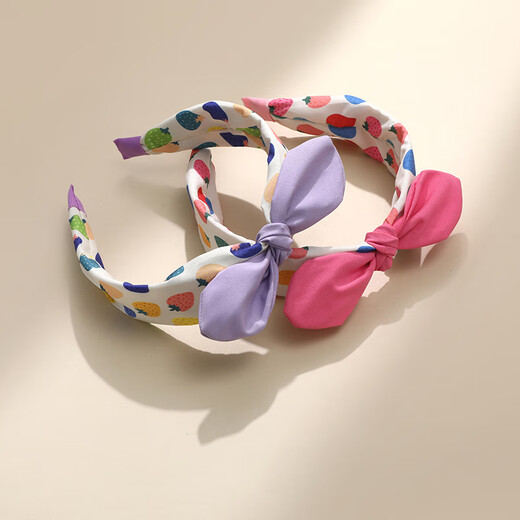 CHIMERA Sweetberry Rabbit Ear Headbands 2 pieces of girls' fabric non-stiffening wide-brimmed bangs-bundling anti-slip headbands for broken hair