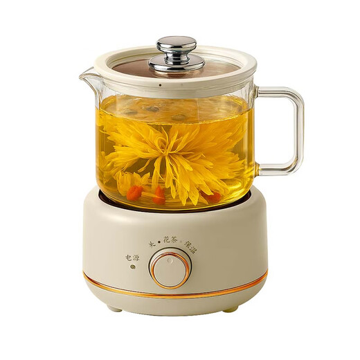 SUBOAER Subo Health Pot Mini Kettle 600ml Office Small One-person Tea Maker Stew All-in-One Teapot Flower Teapot Thermostatic Pot Mid-Autumn Festival Gift for Girlfriend 0.6L Cream White Touch Screen Model Single Pot + Tea Drain