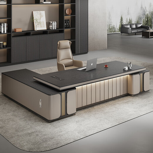 Litang Light Luxury Short Cabinet Boss Office Desk and Chair Combination High-end President Office Leader Furniture Manager Single Atmosphere Desk 2.8 Meters Boss (Short Deputy Cabinet)