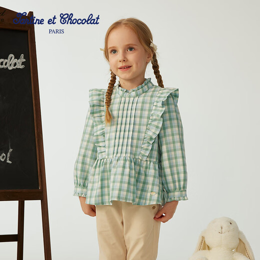 TARTINE ET CHOCOLAT French Chocolate Children's Clothing 25 New Girls Cute Long Sleeve Shirt Top Mint Green 90/2A One Size