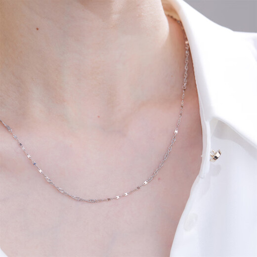 Meluxe platinum necklace PT950 platinum chain butterfly water wave chain birthday gift for girlfriend and wife, about 3.44g-45cm