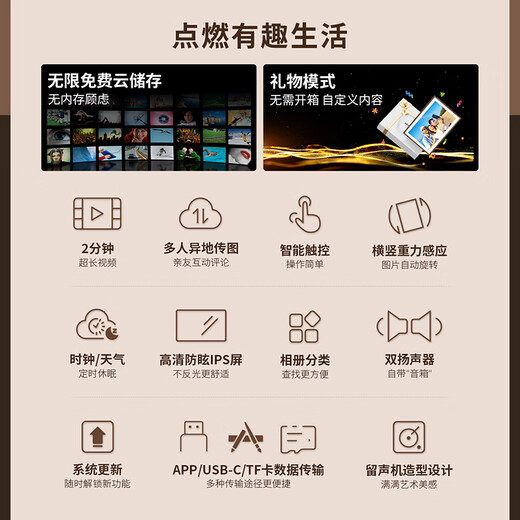 ARZOPA 10.1-inch digital electronic photo frame Smart cloud photo frame Electronic photo album photo video touch playback Can be placed on the table/wall D10 gift recommendation