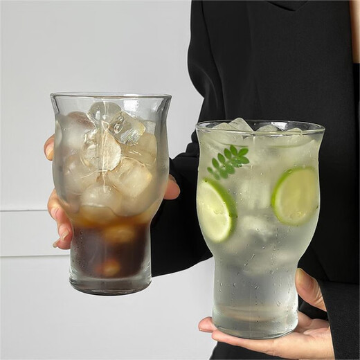 Qinkaifeng Internet celebrity wide-mouth glass juice cup ice American coffee cup wine glass beer glass drink beverage cup HH one mouthful 1 piece