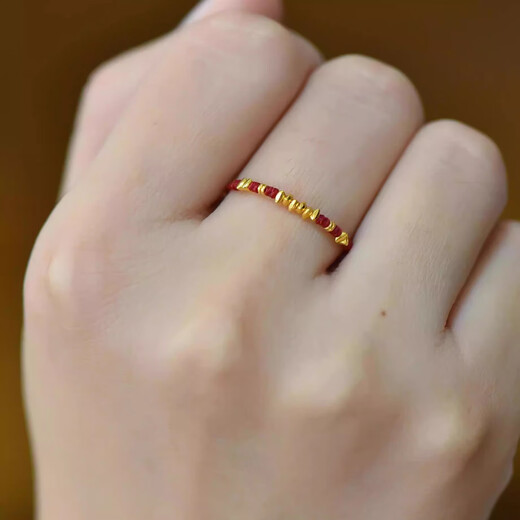 There is gold every year, red rope ring for women's birth year, hand-woven 2025 new fortune transfer bead ring, there is gold every year, red rope ring