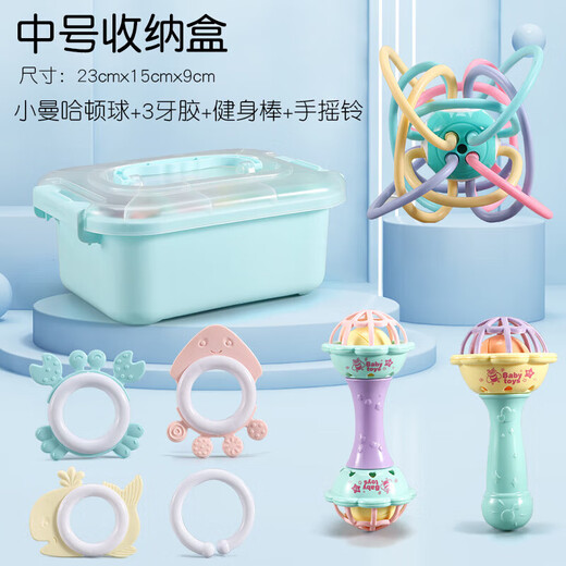 Shixi Flower Language is suitable for baby teething gum Manhattan ball, soft gum molar, baby can chew the chewing gum hand grasp ball massage ball during teething period, small Manhattan ball + double hammer + jumping ball + atomic ball