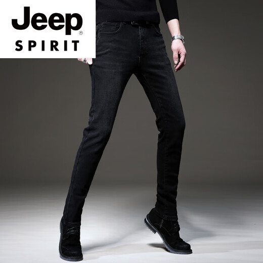 Jeep Spirit Summer Trend European Black High-End Jeans Männer koreanische Stil kleine Füße Hosen Trendy Marke Stretch Männer lässig Hosen 1049 Gray Regular 28