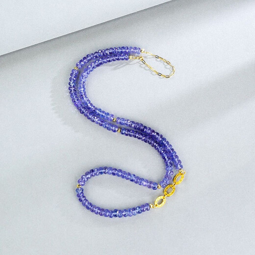 Fat Donglai's same style tanzanite necklace with high-looking ethnic style and white beaded clavicle chain 2025 new temperament free tanzanite necklace