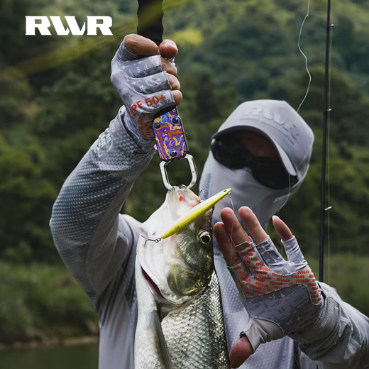 RVVR outdoor UPF50 ice silk sun protection gloves summer five-finger fishing blue M